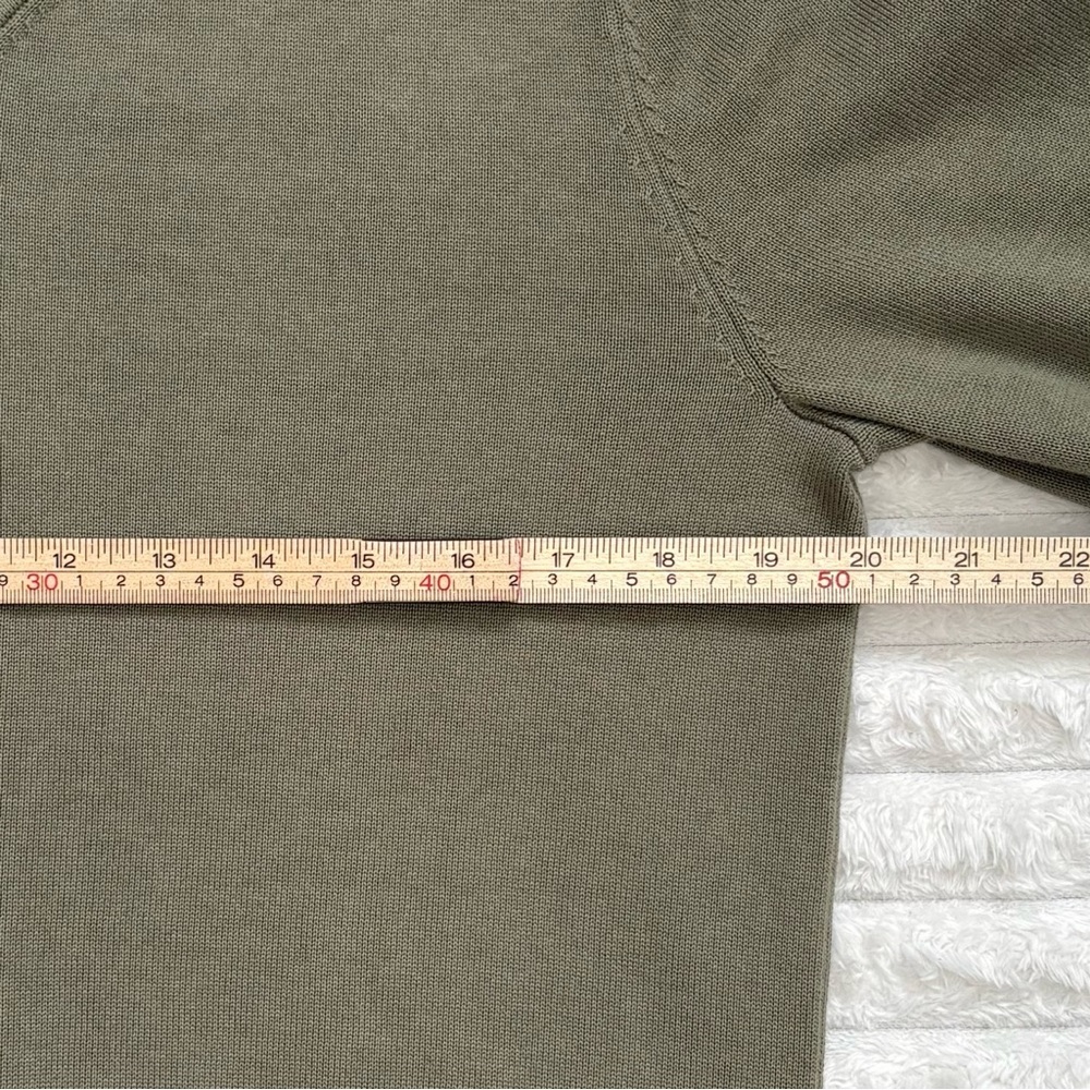 LANDS END 100% Cotton V Neck Sweater Olive Green Mens Medium Tall - Picture 6 of 8